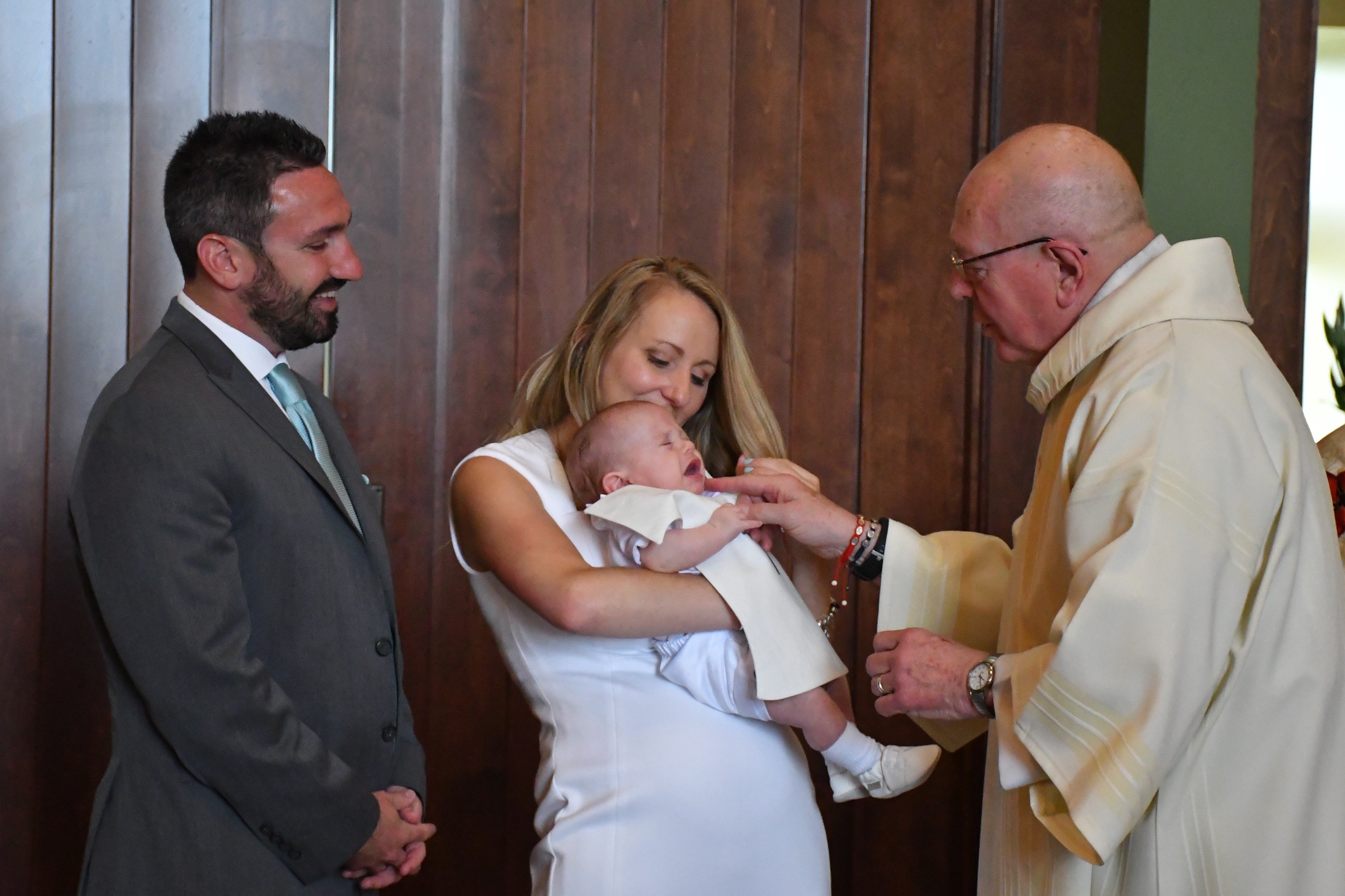 We welcomed Gordon into the Catholic Church with a special ceremony alongside our dear Deacon Rich. Throughout my high-risk pregnancy, Deacon Rich prayed with me daily, bringing us closer to God during a challenging time. God is good!